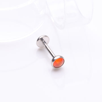 Detail View 1 of Implant Grade Titanium OneFit Threadless Bezel Red Onyx Stone Flat Back Labret